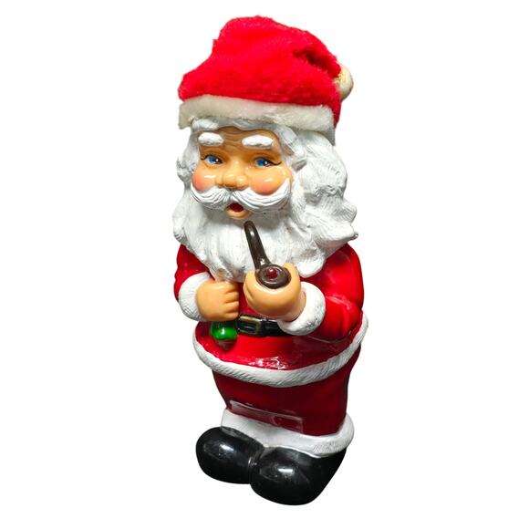 Vintage Smoking Pipe Santa Claus Carrying Toys Plastic Coin Bank Collectible - Picture 11 of 11